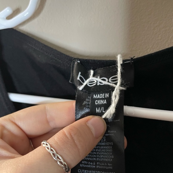 Bebe Black Dress Fishnet Detail Size M/L - Picture 5 of 5